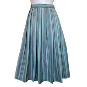 Edinburgh Woollen Mill Wool Pleated Skirt Mint Stripe Vintage Made in UK W29"